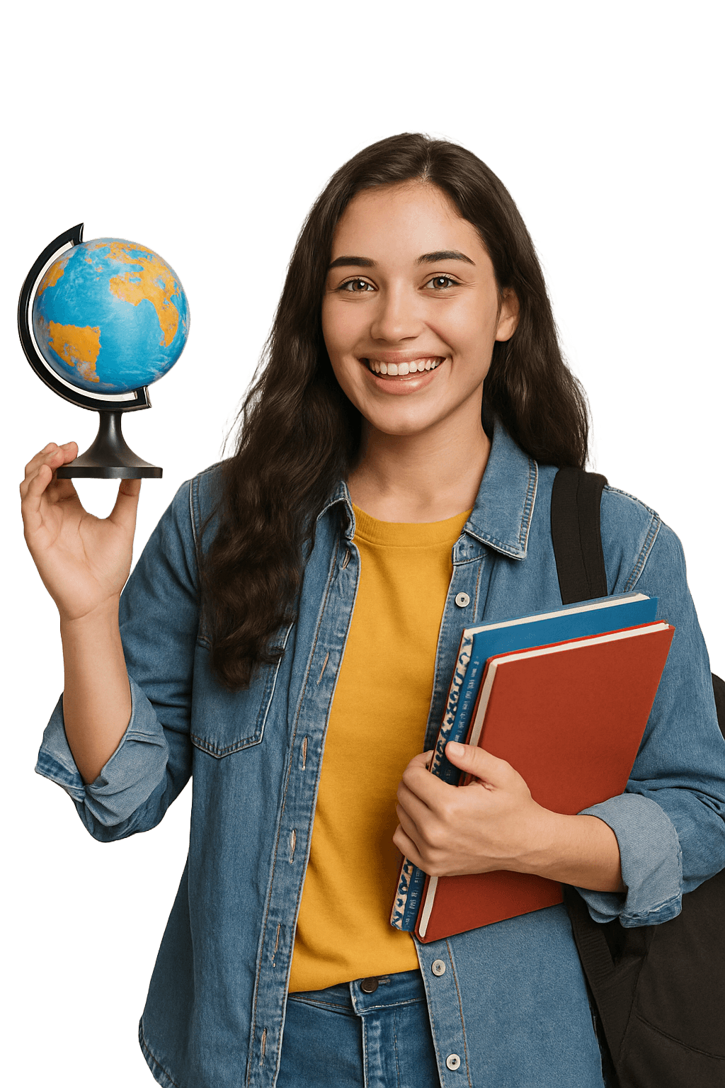 Study Abroad - Student with Globe and Books